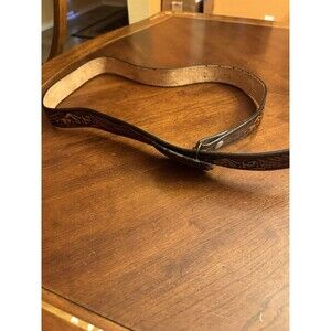 Alumaline 4108 Belt Buckle & Belt BB-317 Leather & Brass Vintage Eagle 49”